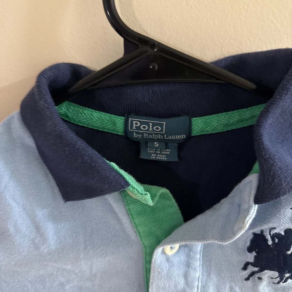 Polo Ralph Lauren Boys' Color Blocked Polo Shirt, Sz 5, Big Pony, "3" Sleeve - Picture 3 of 5